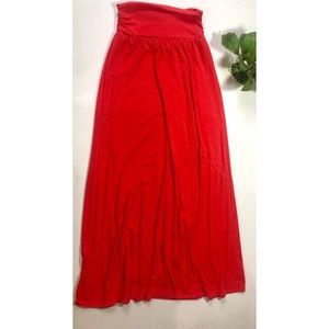 Long red orange maxi skirt